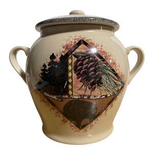 Home & Garden Party Northwoods Collection Canister & Lid Stoneware Cookie JarVTG